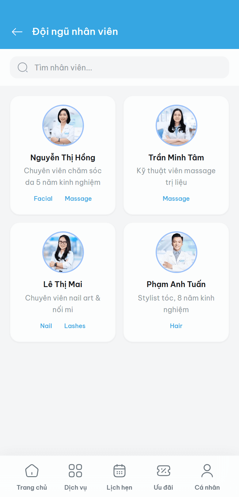 ScaleX Spa — Nhân viên