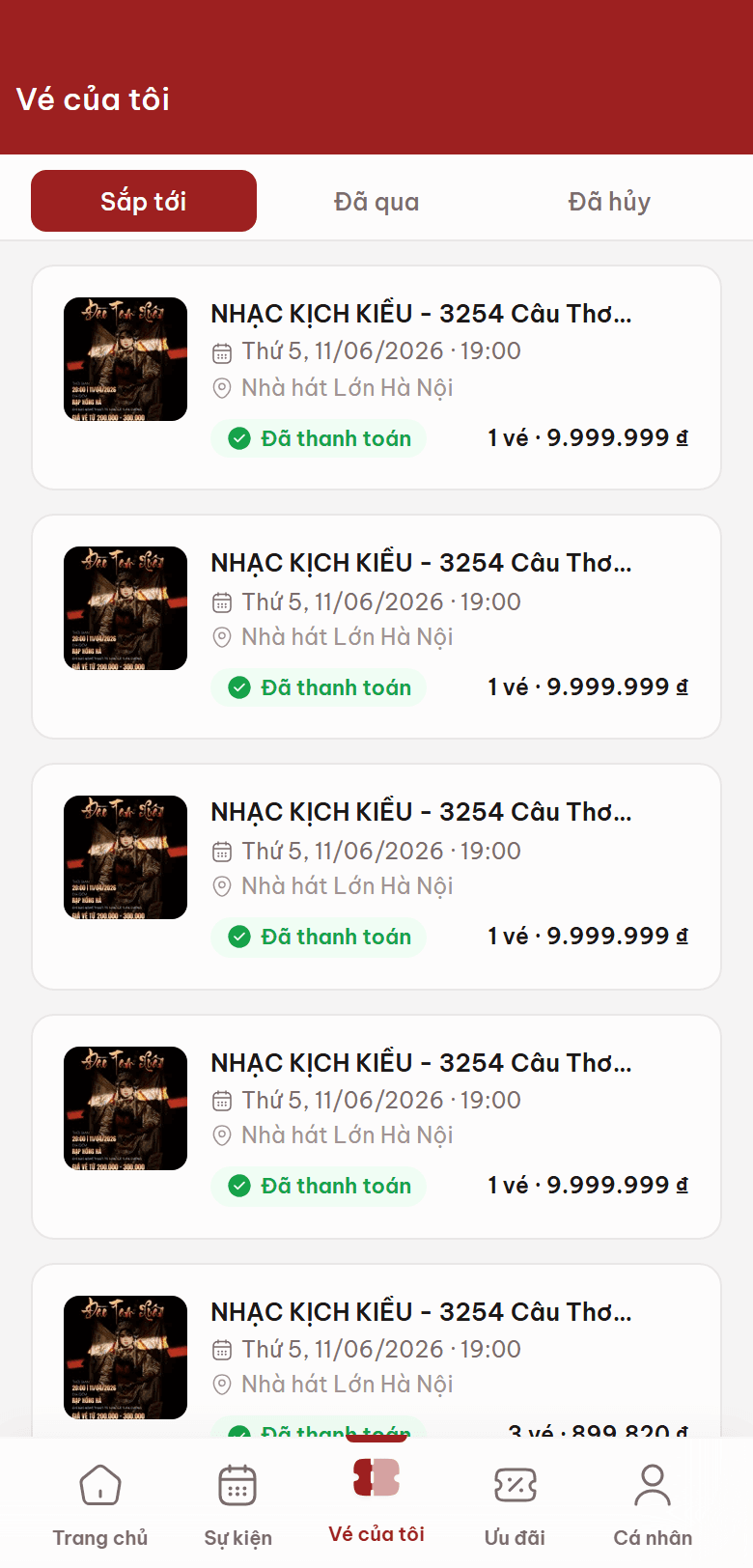 ScaleX Ticketing — Vé của tôi